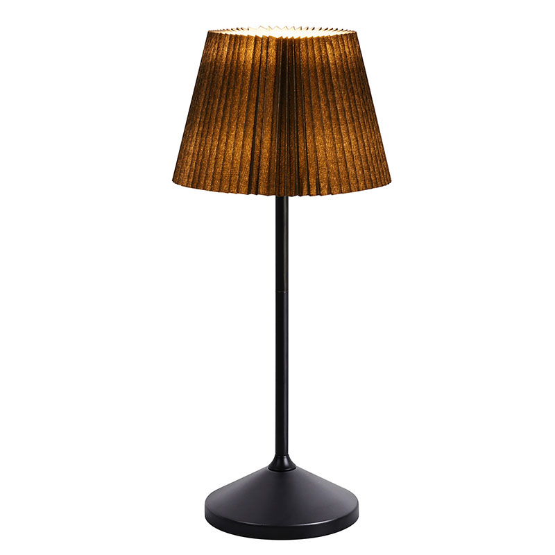 फैब्रिक शेड के साथ ब्लैक एलईडी डेस्क लैंप