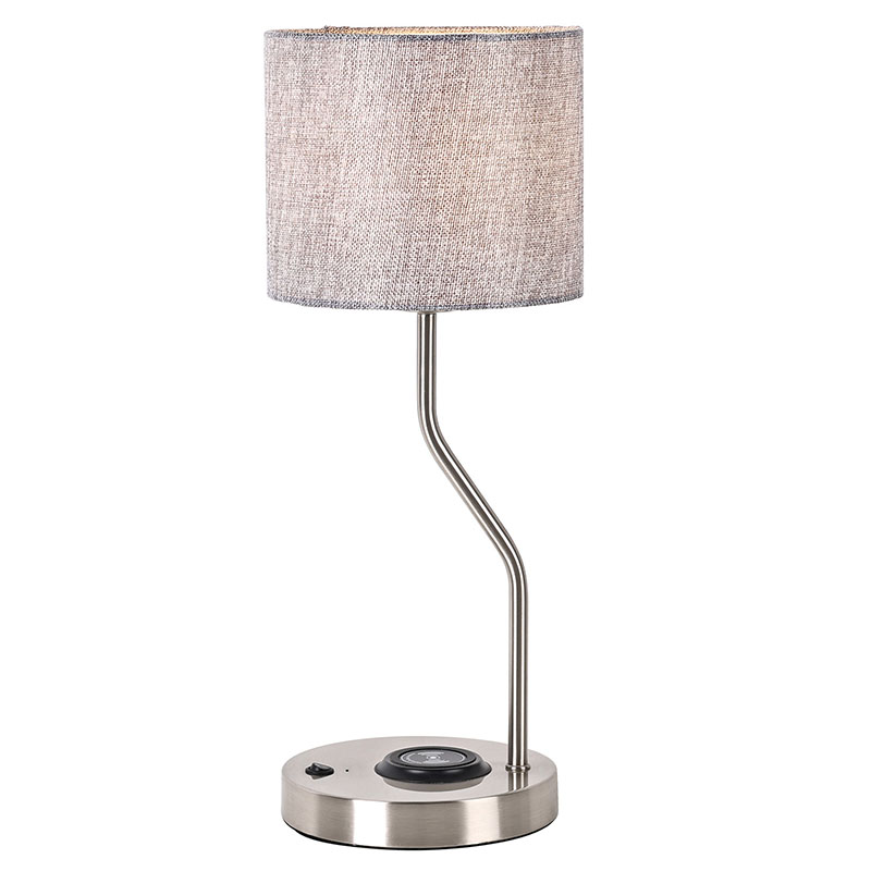 फैब्रिक शेड के साथ वायरलेस फोन चार्जर डेस्क लैंप